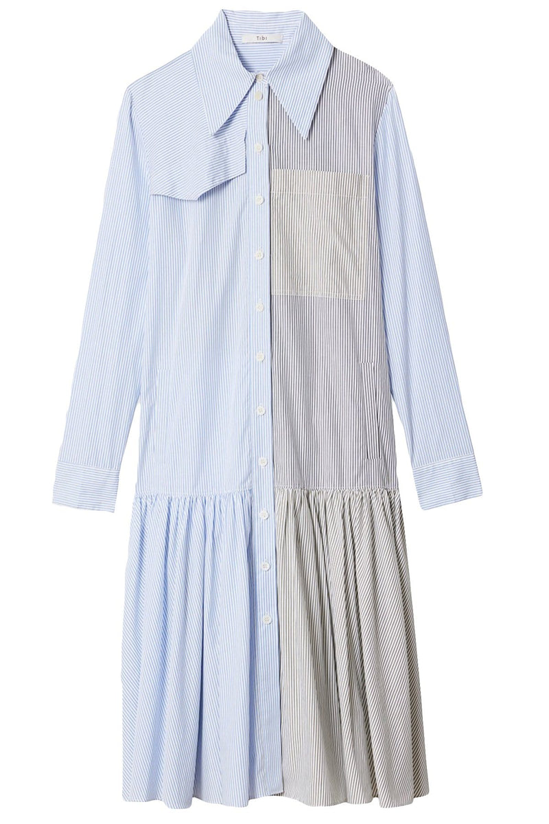 Tibi Collage Stripe Shirting Colorblock ...